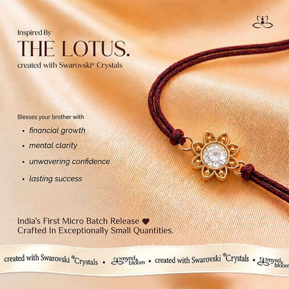 Created with Swarovski Crystals | Fleur de Lotus Rakhi | Carat Gold Plating