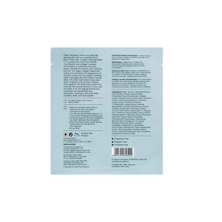 Quench Botanics Snail Mucin Collagen Boost Sheet Mask