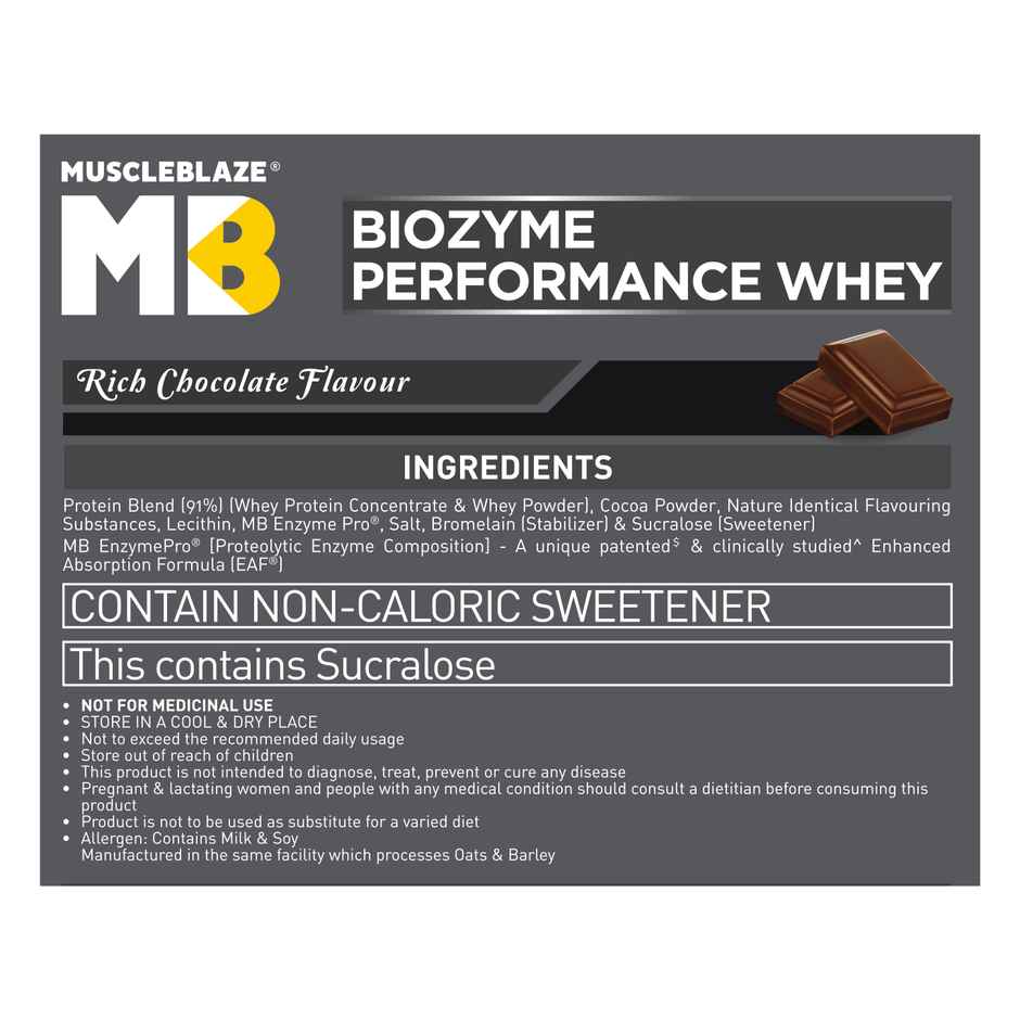 MuscleBlaze Biozyme Performance Whey Protein Powder (Rich Chocolate)