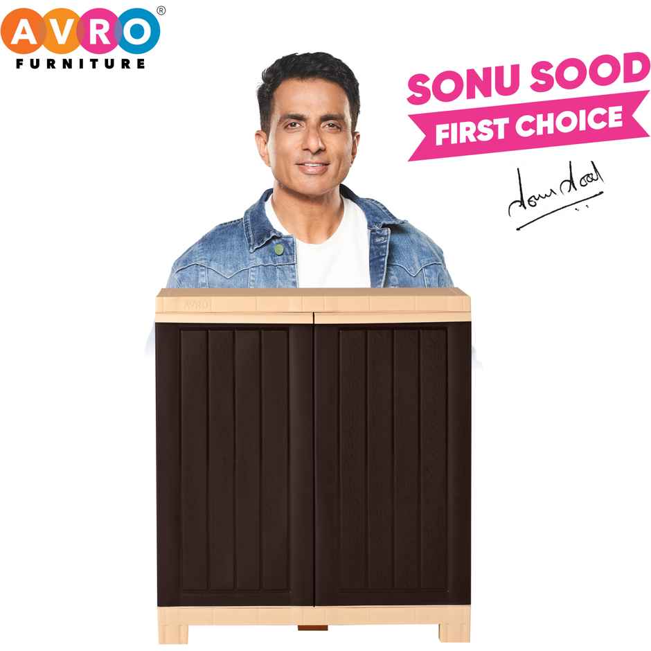 Avro Furniture Star Plastic Almirah | Cabinet Brown & Beige
