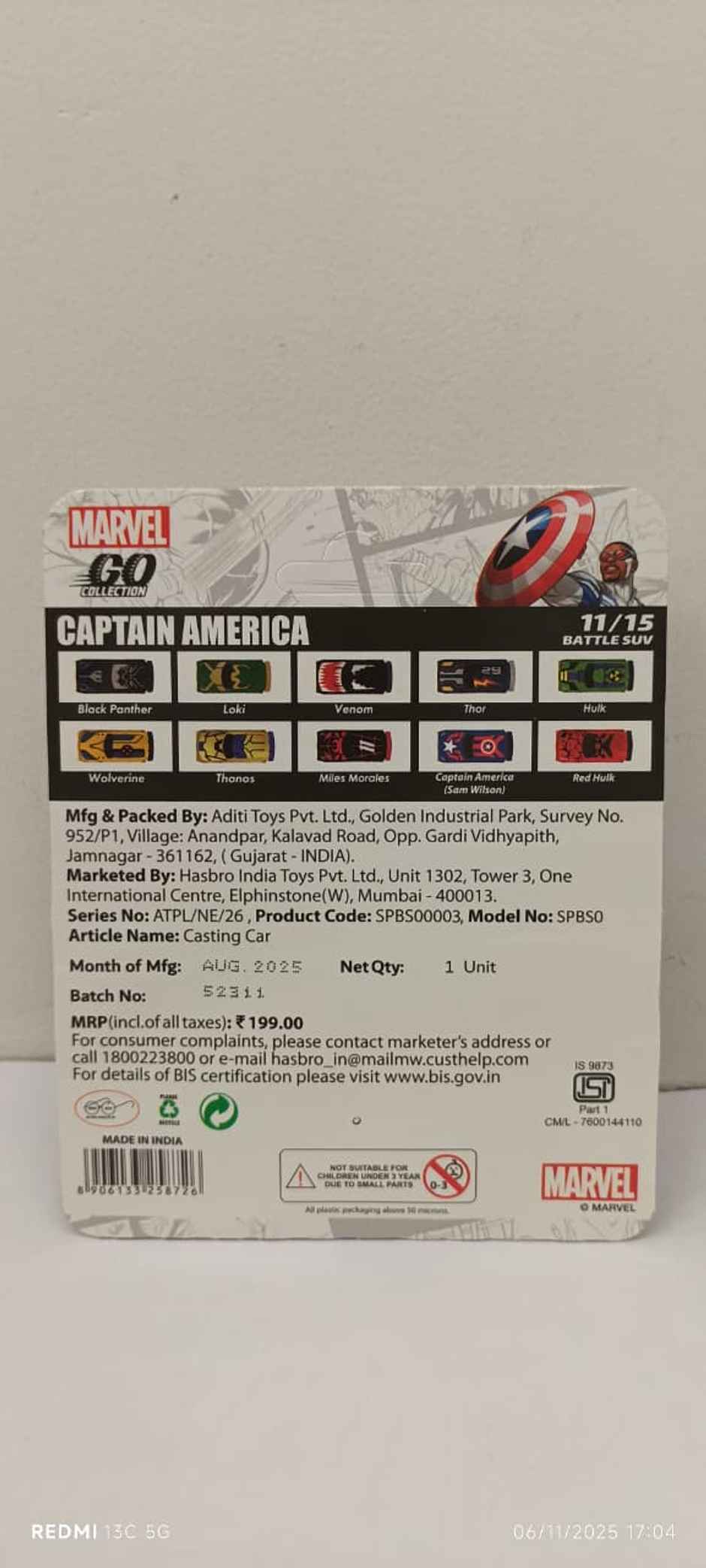 Hasbro Marvel Go Battle Suv Captain America