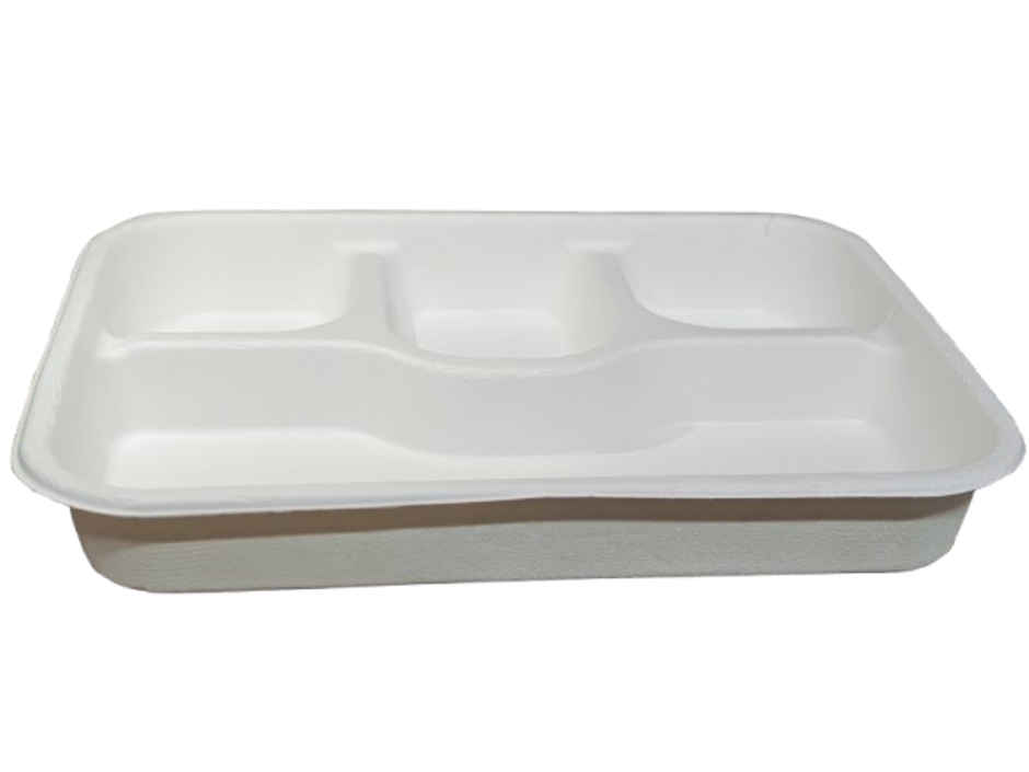Square Tray Plate | 4 Compartment | 9 inch | Pack of 25 | Antzco