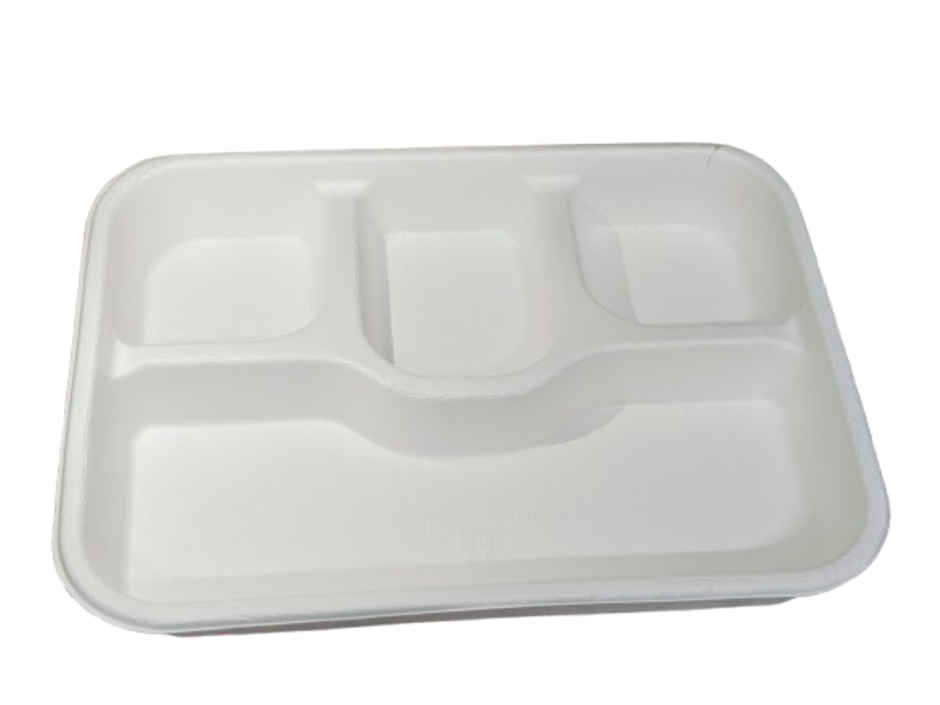 Square Tray Plate | 4 Compartment | 9 inch | Pack of 25 | Antzco