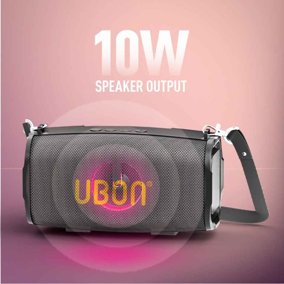 UBON Sultaan 10W BT Speaker with 1200 mAh Battery , Upto 10 Hrs Playtime, RGB lights, BT V5.3 (Black)
