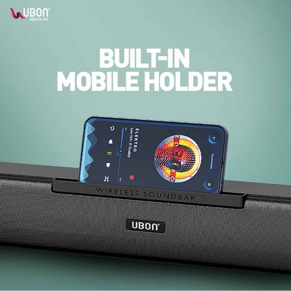 UBON SP-80 16W Bluetooth Soundbar with 10hr Playtime, 2000 mAh Battery, BT V5.3, Type C (Black)