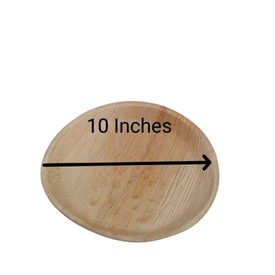 Disposable Palm Round Plate | 10 inch | Pack of 10 | Antzco