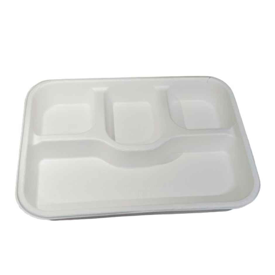Square Tray Plate | 4 Compartment | 9 inch | Pack of 25 | Antzco