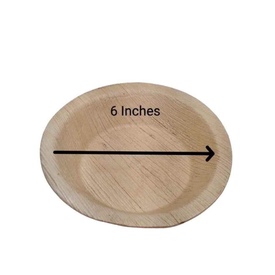 Disposable Palm Round Plate | 6 inch | Pack of 10 | Antzco