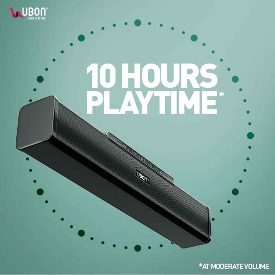 UBON SP-80 16W Bluetooth Soundbar with 10hr Playtime, 2000 mAh Battery, BT V5.3, Type C (Black)