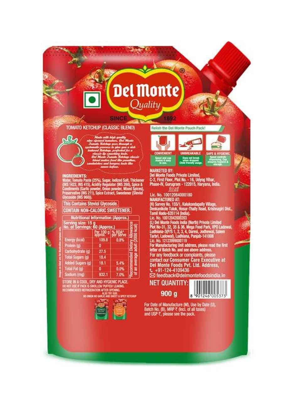Del Monte Classic Blend Tomato Ketchup Pouch (950gms) & Del Monte Eggless Mayo (500gms) Combo