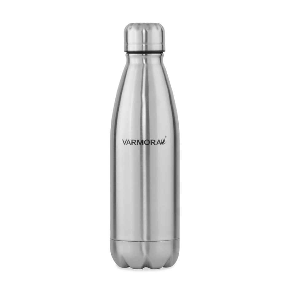 Varmora Silky Thermo Flask Water Bottle- Hot and Cold | Upto 24 Hrs- 500 ml Flask, Silver