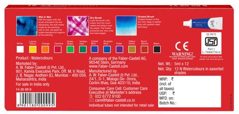 Faber-Castell Water Colour (For Students) 12 Asst Shades In 5Ml Tube