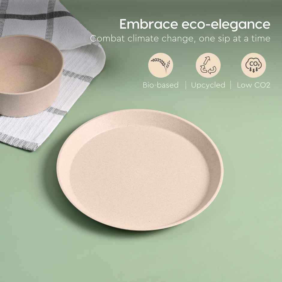 Eha Earth Friendly Round Plates For Kids | Made With Rice Husk | Set Of 4 | Multicolor