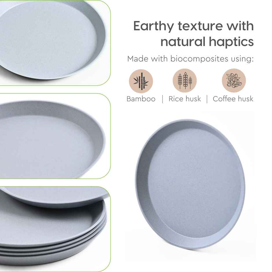 Eha Earth Friendly Round Plates For Kids | Made With Rice Husk | Set Of 4 | Multicolor