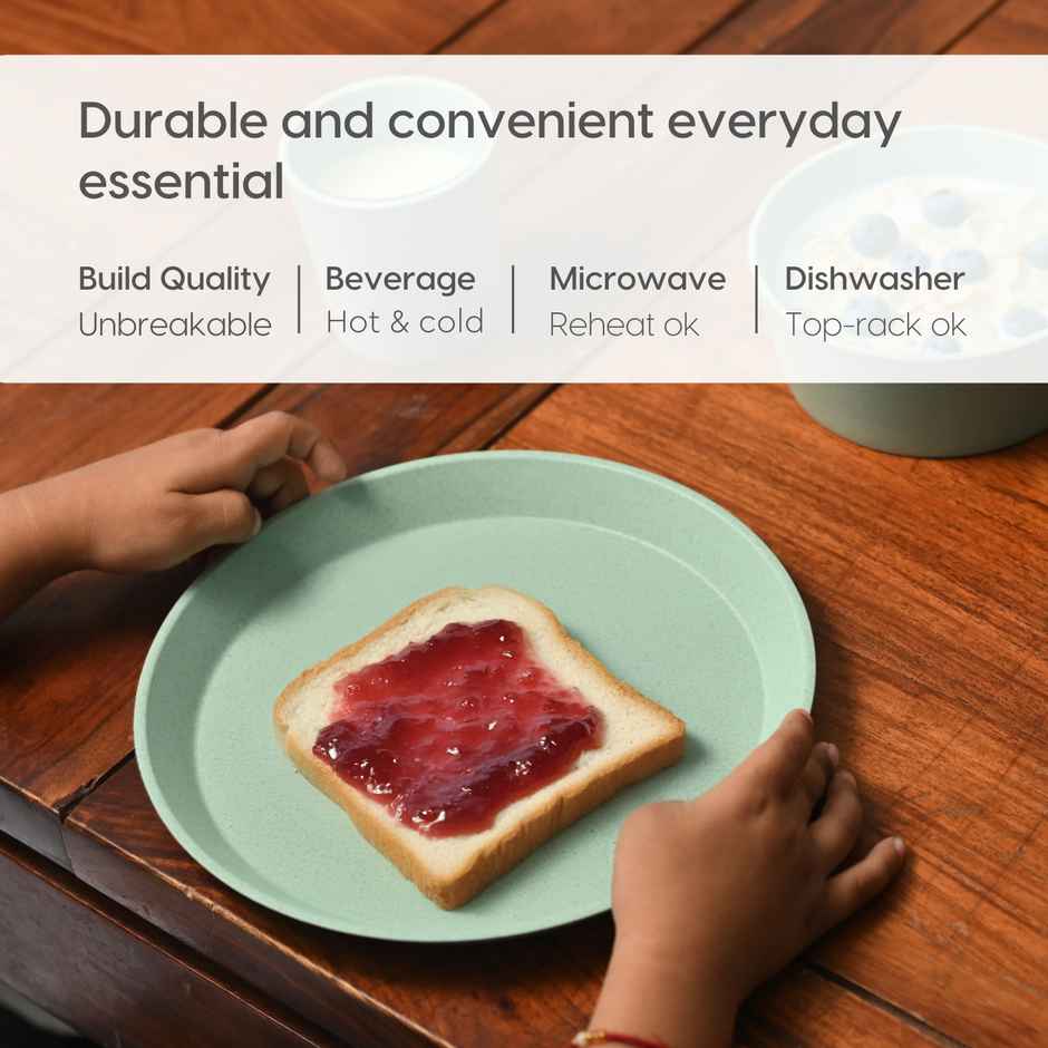 Eha Earth Friendly Round Plates For Kids | Made With Rice Husk | Set Of 4 | Multicolor