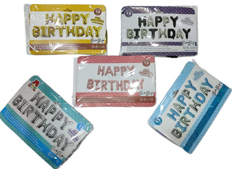 Happy Birthday Foil Balloon Assorted Colour, Pack of 13 Letters Balloons