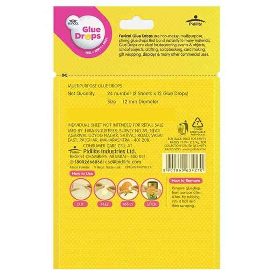 Fevicol Glue Drops - Instant, Non Messy, Easy To Use - 24 Glue Drops