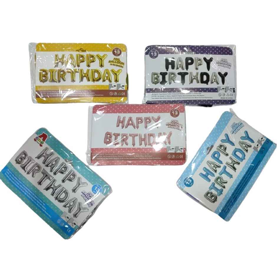 Happy Birthday Foil Balloon | Assorted Colour | Pack of 13 | Letters Balloons | Se7en