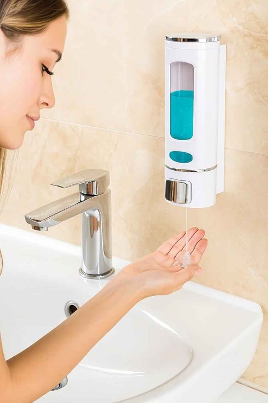 Bronson Professional Plastic Soap Dispenser | Wall Mounted Cylindrical White