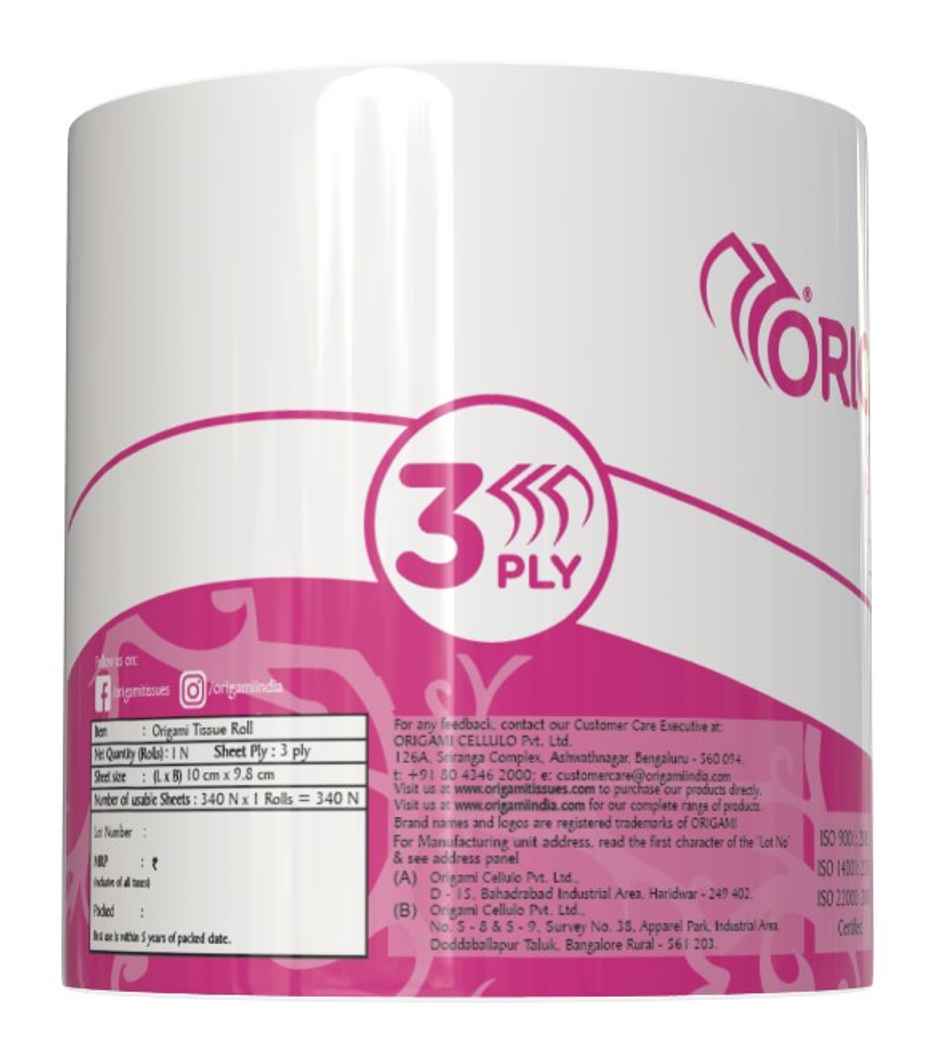 Origami 3 Ply Toilet Roll - 340 Pulls