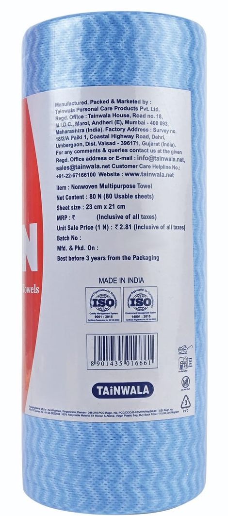 Kotton Non Woven Reusable And Washable Kitchen Roll | 23 cm X 21 cm - 80 Pulls - Assorted Combo