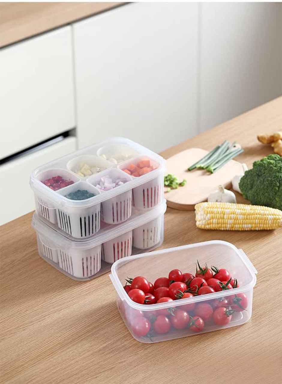 New Dawn 6 Grid Fridge Storage Boxes Fridge Storage Containers Cut Vegetable Storage Box