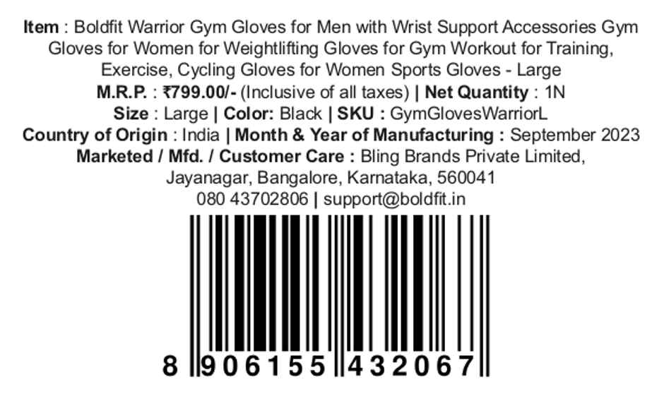 Boldfit Men's Gym Gloves with Wrist Support | Perfect for Exercise & Sports
