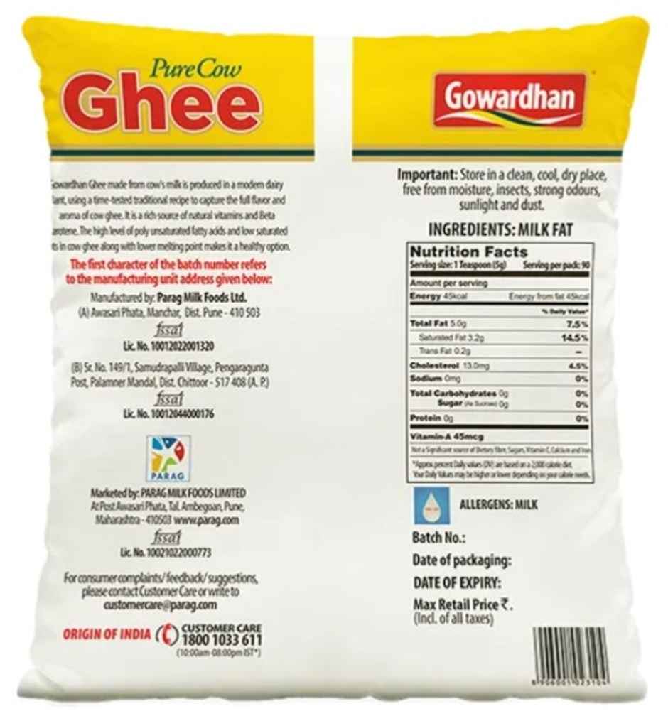 Gowardhan Pure Cow Ghee | Pouch