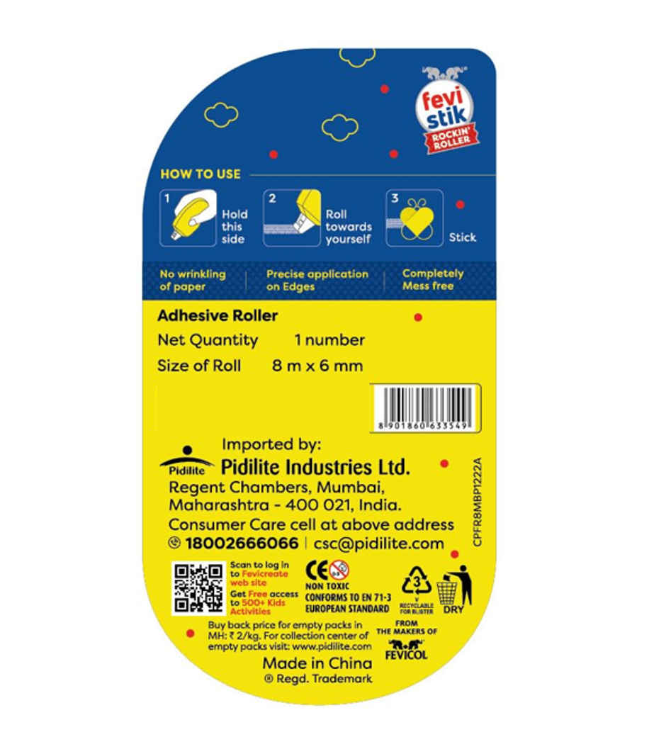 Fevistik Rockin' Roller - Adhesive Roller Mess Free Fevistik Easy To Use Adhesive