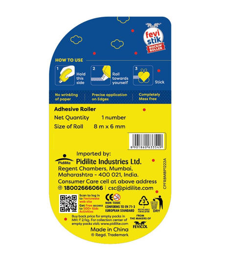 Fevistik Rockin' Roller - Adhesive Roller Mess Free Fevistik Easy To Use Adhesive