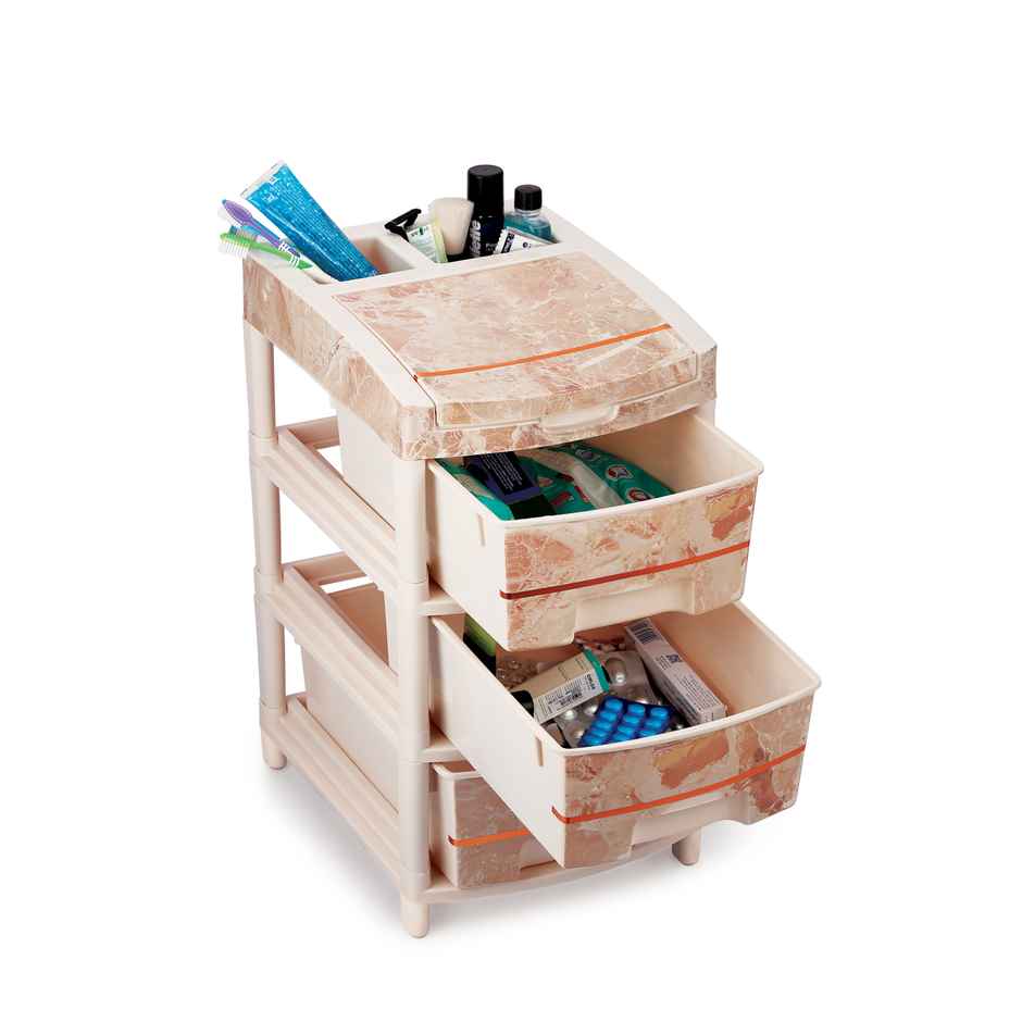 Liza Industries Orry 3 Big Drawer With Marble Foil & Extra Compartment (Colour May Vary)
