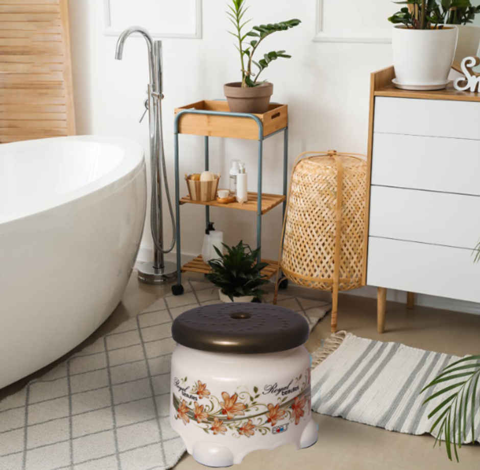 Soham Printed Plastic Stool - Assorted Color