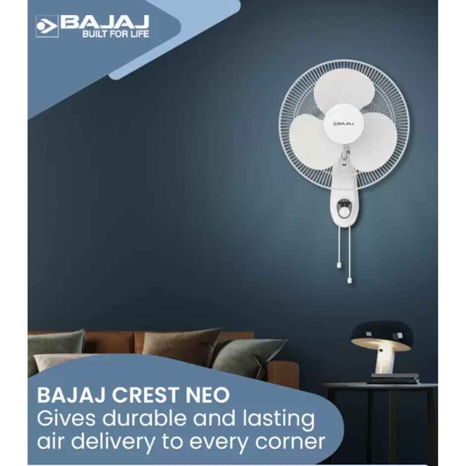 Bajaj Crest Neo Wall Fan, 400mm, All White