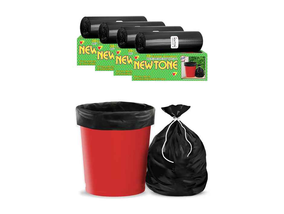 Newtone Premium Garbage Bags Size 17 x 19 Inch Small 120 Bags Pack of 4 Rolls | Black