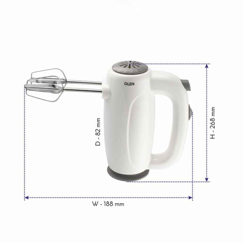 Glen Electric Hand Mixer 125 W 2 Beaters With 5 Speed Settings - White (4059)