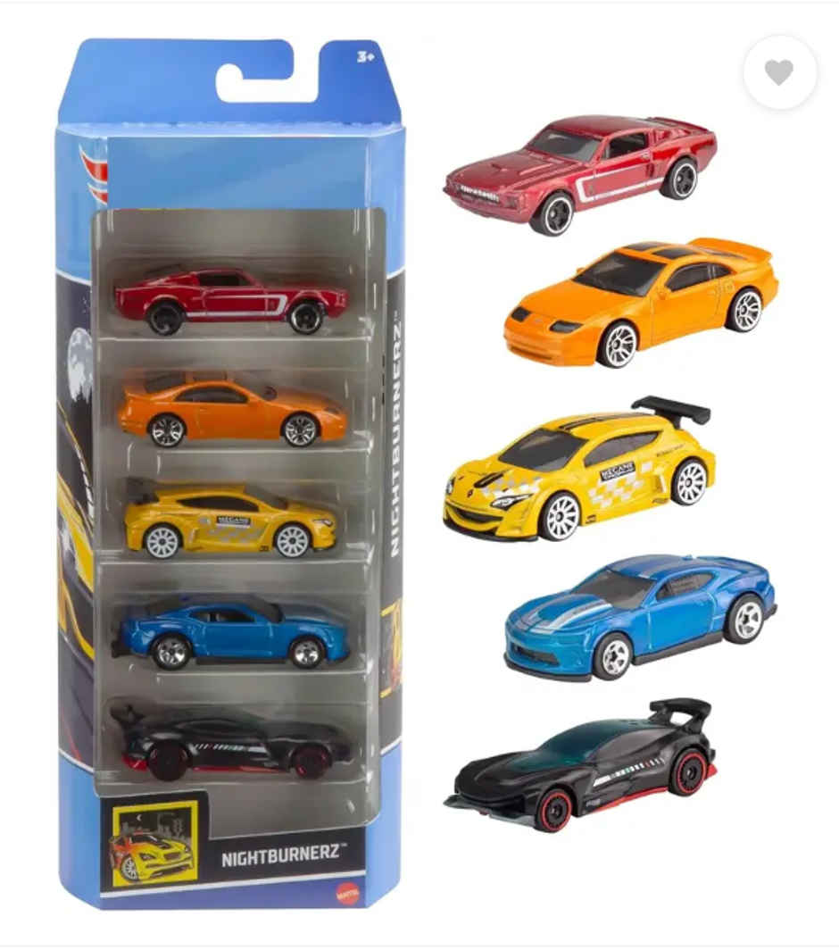 Hot Wheels 5-Car Pack of 1:64 Scale Vehicles NIGHT-BURNER