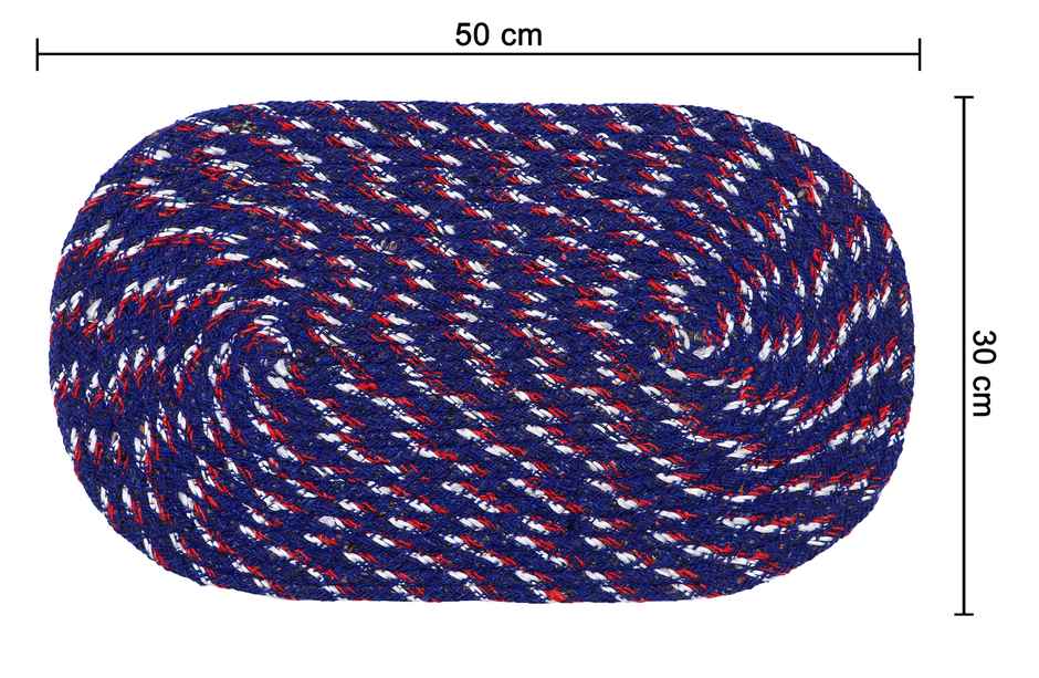Homeharmony Blue & Red Cotton Floor Mat | 50 x 30 cm