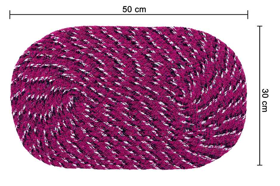 Homeharmony Pink & White Cotton Floor Mat | 50 x 30 cm