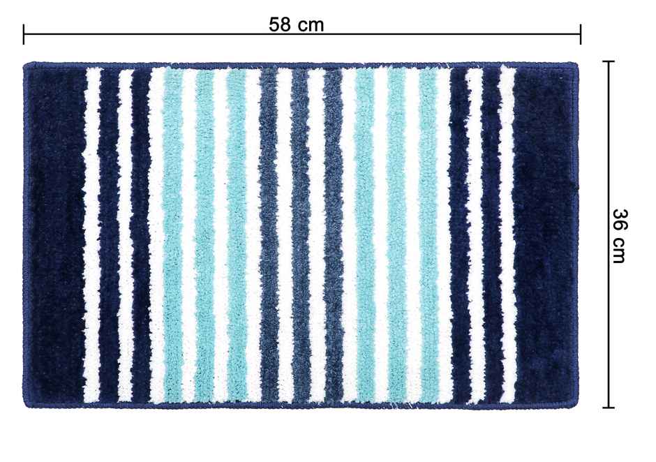 Homeharmony Non-Slip Bath Mat | Blue & White | 58 x 36 cm