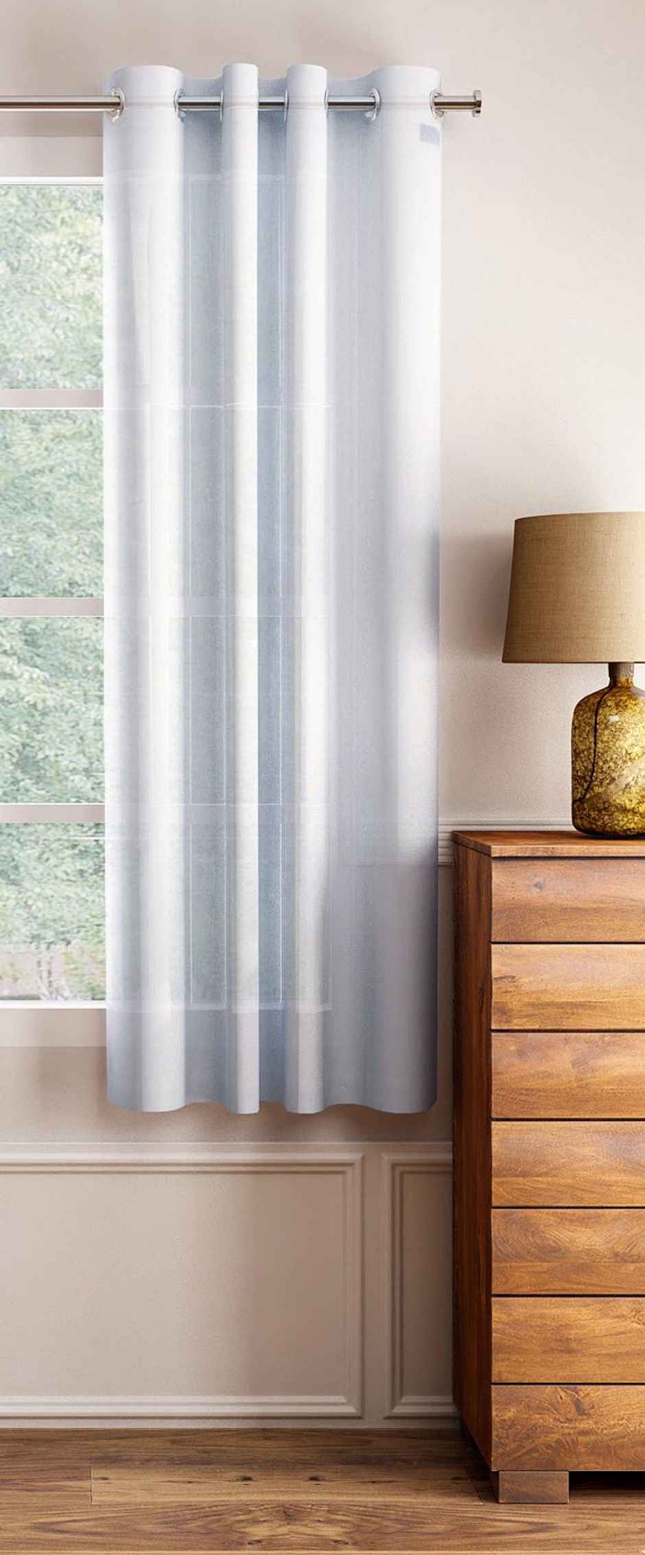 Lushomes Sheer Curtains - White | Melody Sheer | White Based Sheer Curtains | 5 ft | 54 x 60 inch
