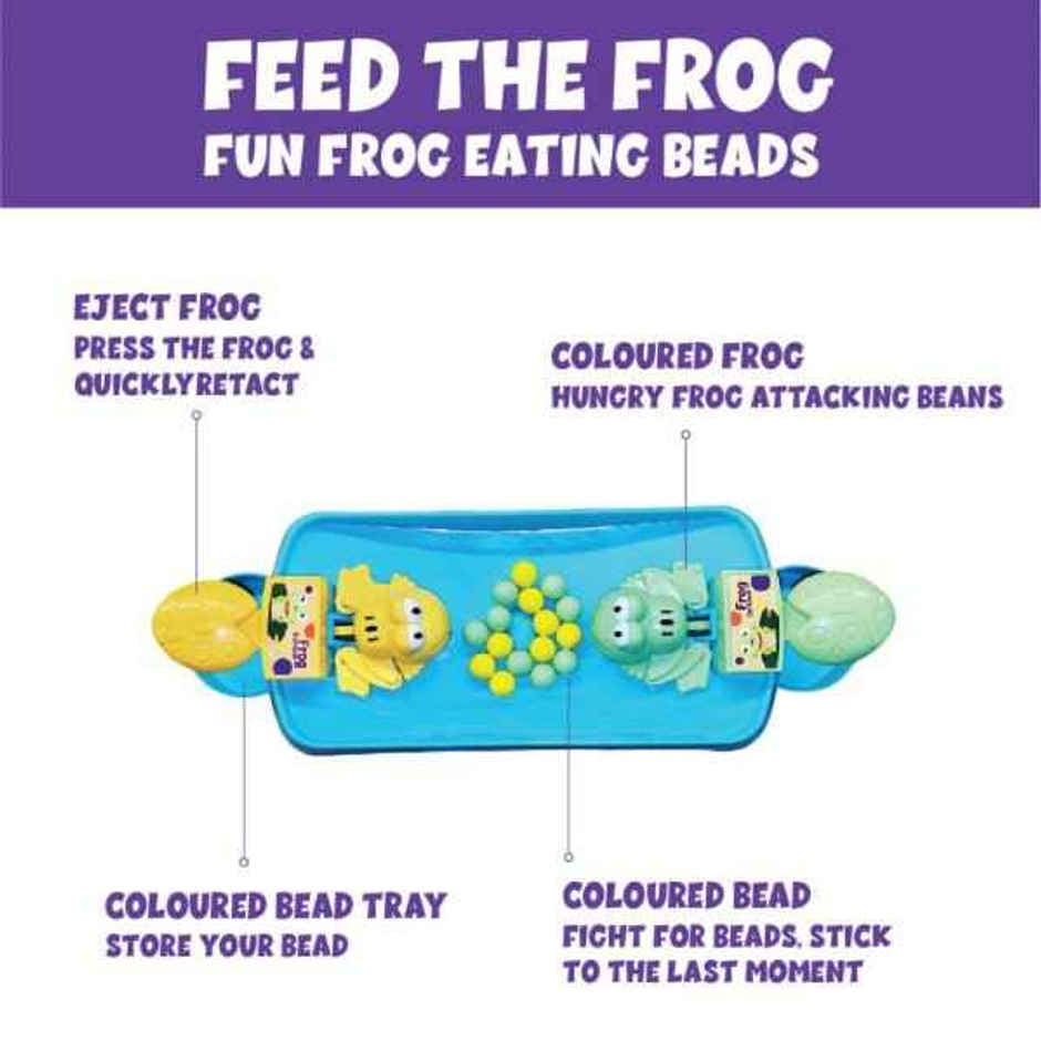 PlayMagic Feed The Frogs 2-Player Board Game - Interactive Action Toy for Kids
