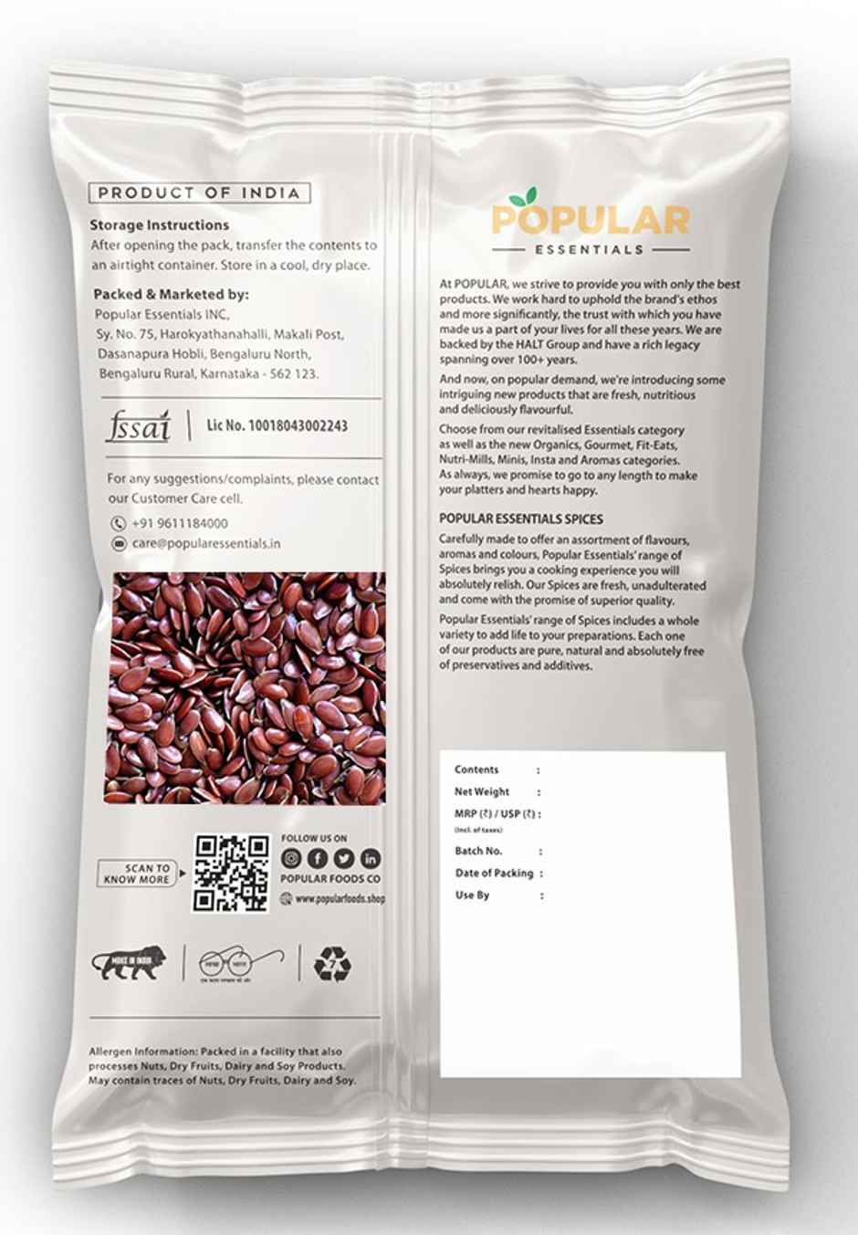 Popular Essentials Flax Seeds