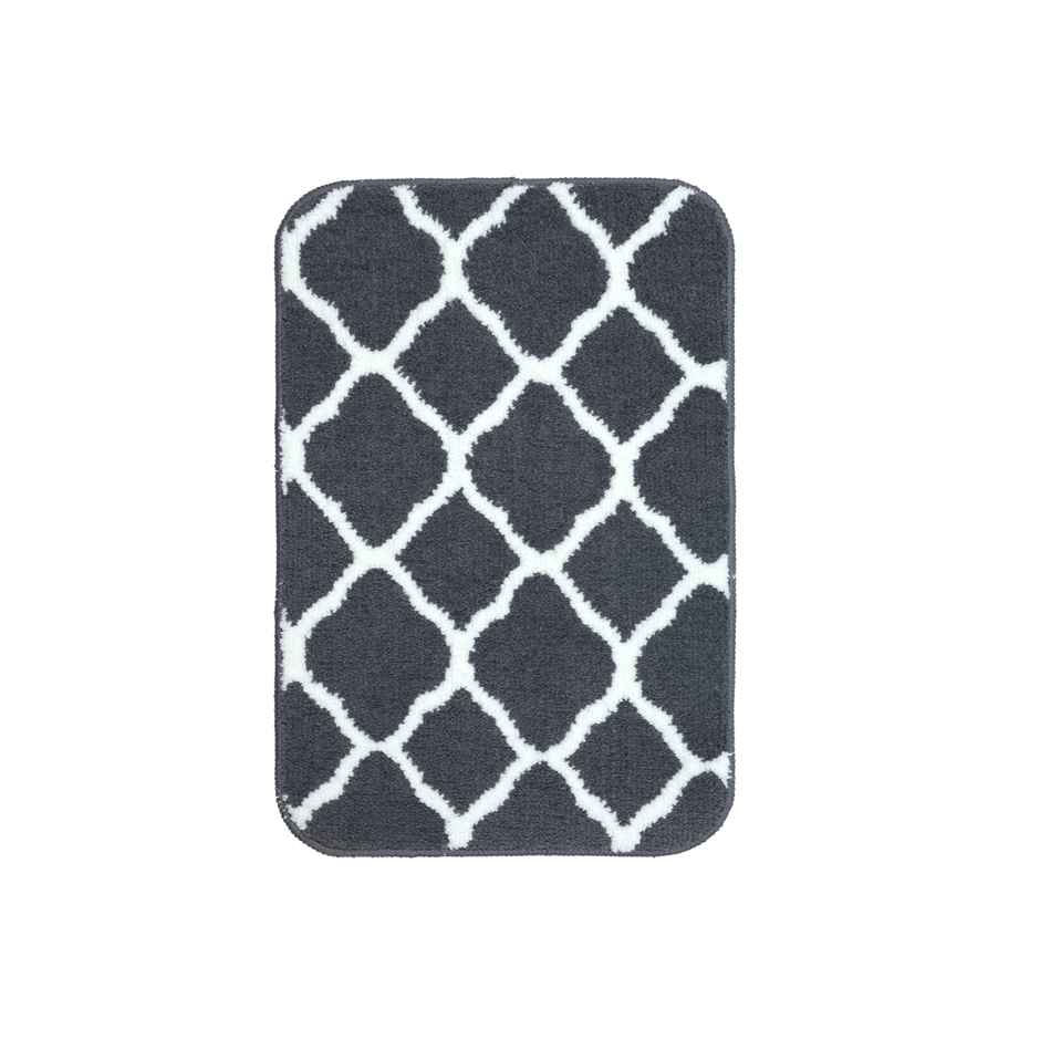 Saral Home Microfiber Geometric Anti-Slip Bath Mat | Grey - 40 x 60 cm