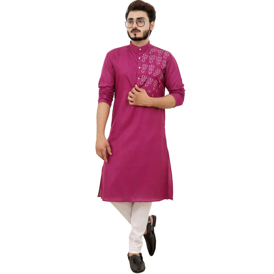 Tibra Collection Men Kurta - Burgundy | Designer | Cotton Blend | XXL