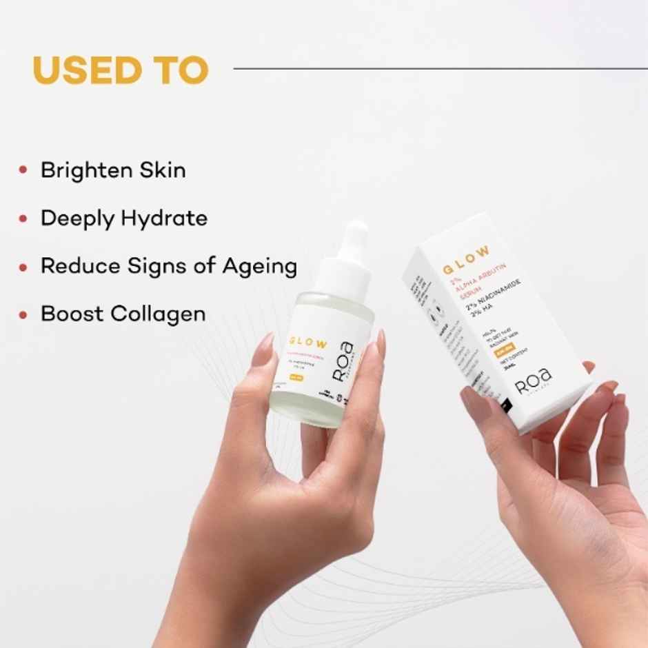 R.O.A Skincare Glow Face Serum For Dark Spots With 2% Alpha Arbutin 2% Niacinamide And 3% Hyaluronic Acid