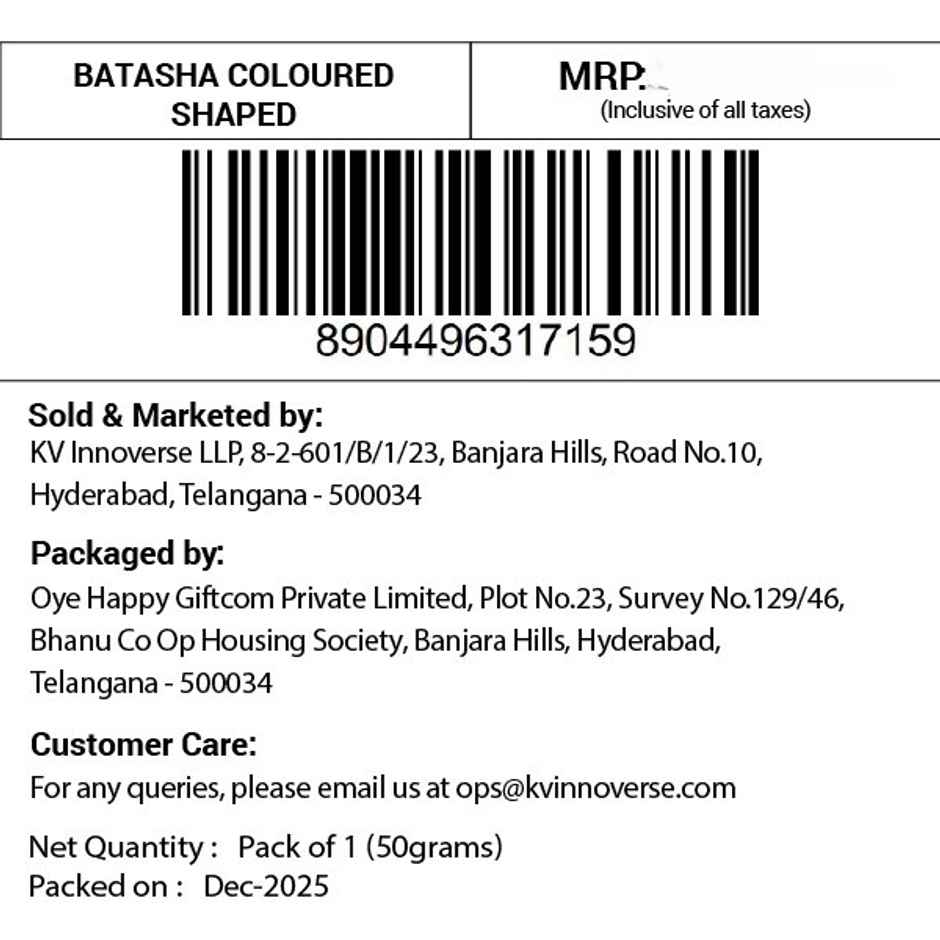 Batasha Coloured shaped | Happy Mail