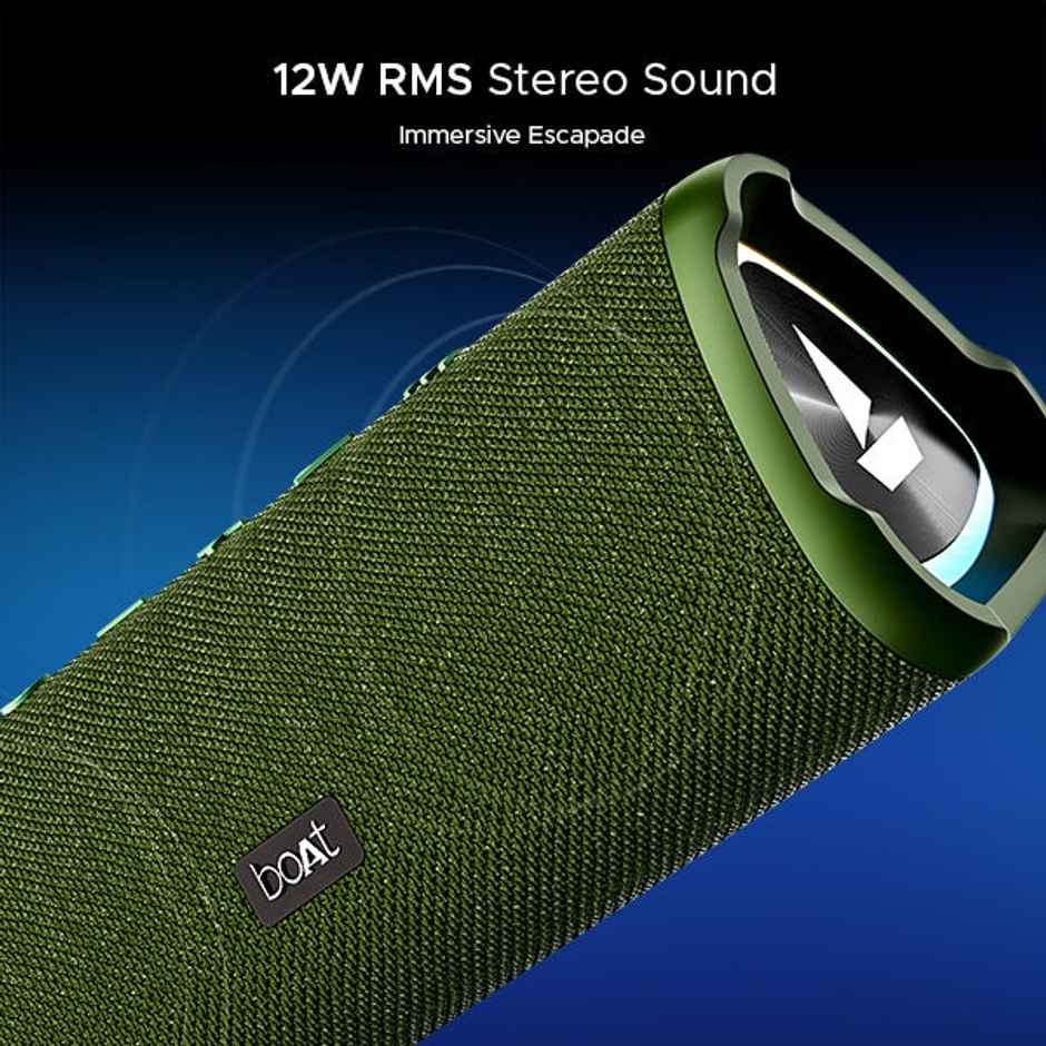 boAt Stone 750 BT Speaker w/ 12W RMS Sound, 12 HRS Playback, RGB, TWS Feature & IPX5 (Moss Green)