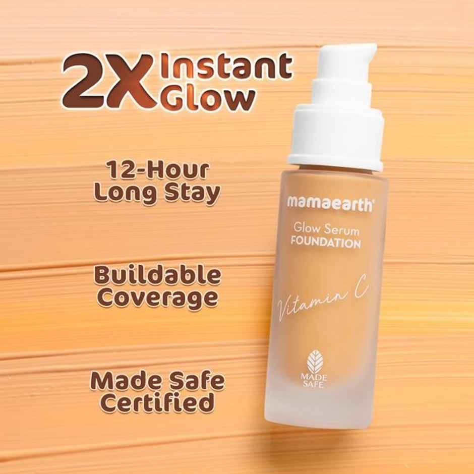 Mamaearth Glow Serum Foundation with Vitamin C & Turmeric for 12-Hour Long Stay- 03 Nude Glow