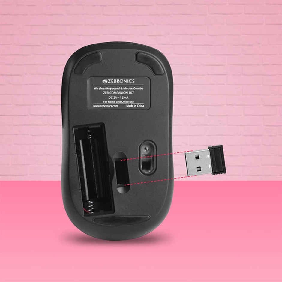 Zebronics Zeb-Companion 107 Wireless Keyboard And Mouse Combo With Nano Receiver (Black)