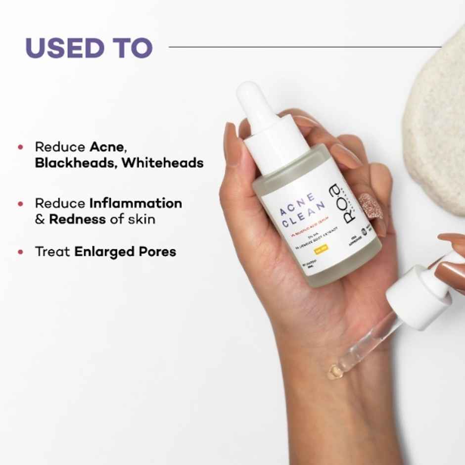 R.O.A Skincare Acne Clean 2% Salicylic Acid Serum For Acne Prone Oily Skin, Blackheads & Open Pores